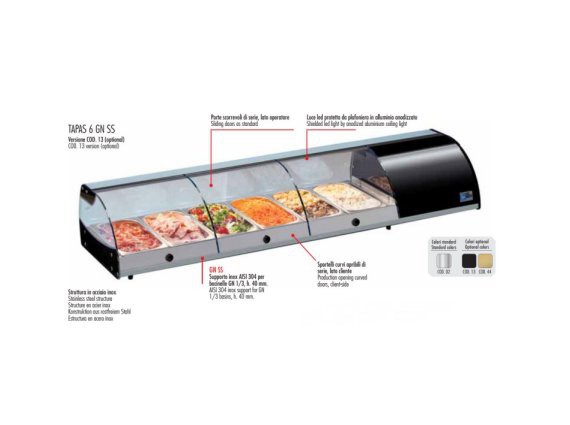 Vetrina refrigerata Tapas 4 GN SS Self Service